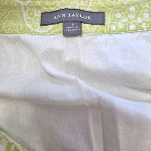 Ann Taylor Lime Green Paisley A-Line Skirt – Size 2 - Picture 3 of 5